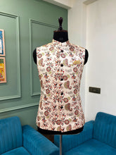 Men Rose Gold Printed Nehru Jacket - Jaipuri Crown